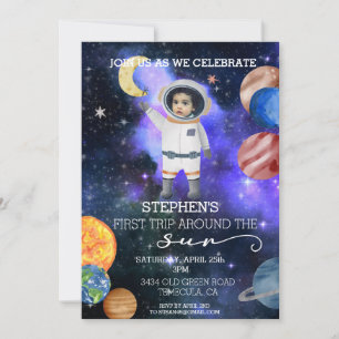 Invitation Premier Anniversaire Astronaut de l'espace Planète