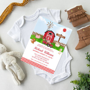 Invitation Premier anniversaire Barnyard Farm Animaux