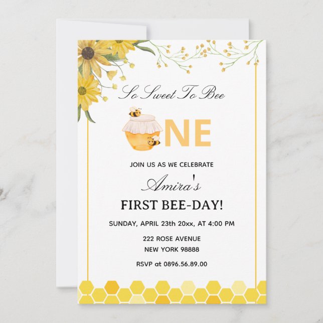 Invitation Premier anniversaire Bee Day (Devant)