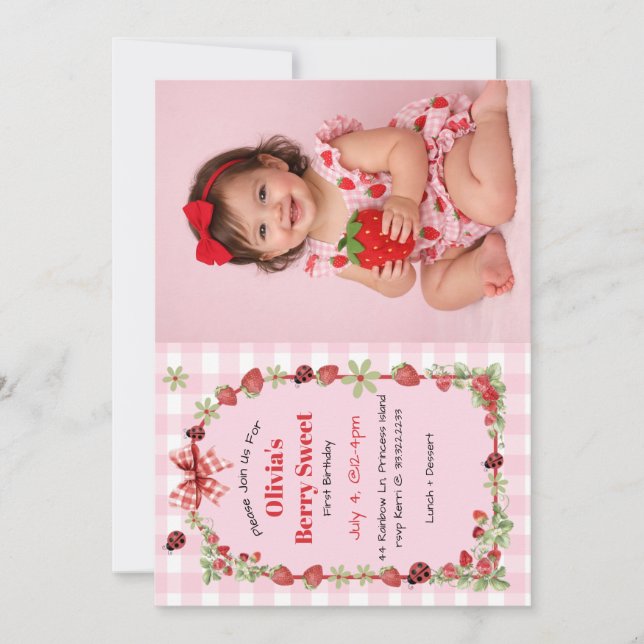 Invitation Premier anniversaire Berry Sweet (Devant)