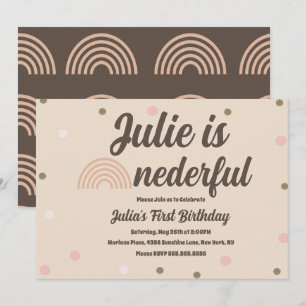 Invitation Premier anniversaire Bohemian Rainbow Onederful Do