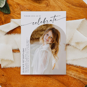 Invitation Premier anniversaire, Boho Photo BIrthday