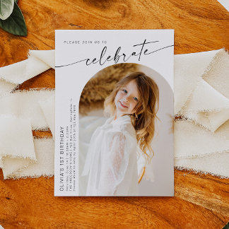 Invitation Premier anniversaire, Boho Photo BIrthday