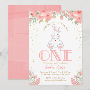Invitation Premier anniversaire Bunny Anniversaire Blush Pink