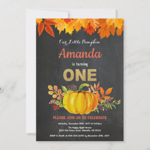 Invitation Premier Anniversaire Citrouille Automne Tableau No