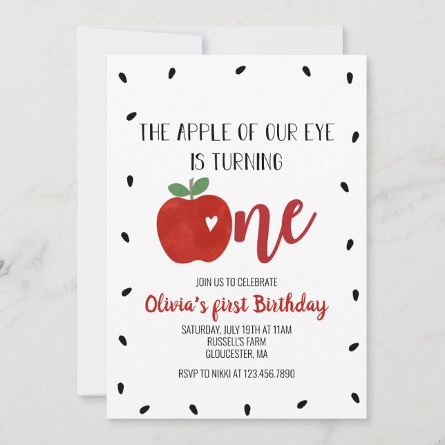 Invitation Premier anniversaire de Apple of our Eye (Devant)