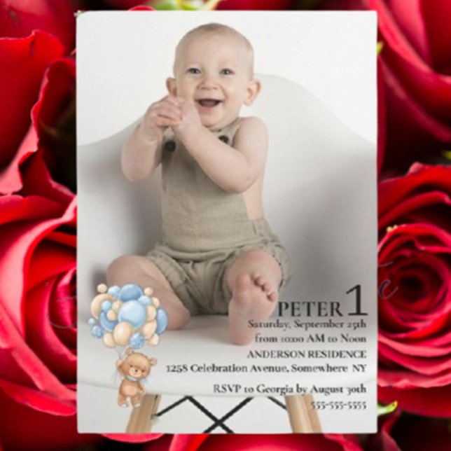 Invitation Premier Anniversaire de Bébé (Celebrate your baby boy’s 1st birthday with a heartfelt invitation.)