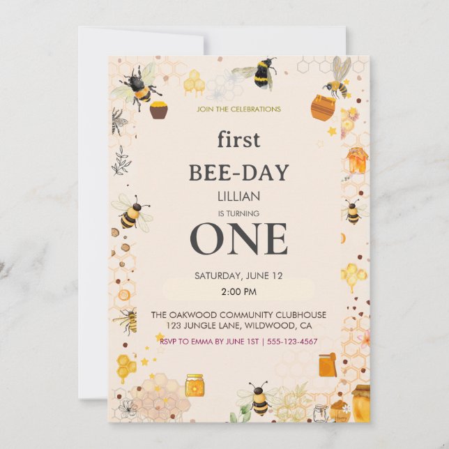 Invitation Premier anniversaire de Bee-Day (Devant)