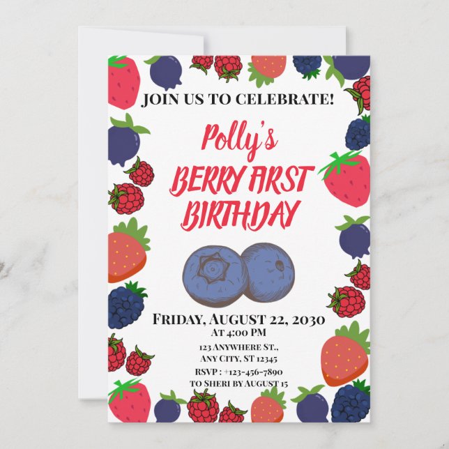 Invitation Premier anniversaire de Berry (Devant)