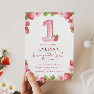 Invitation Premier anniversaire de Berry Rose aquarelle 1er a