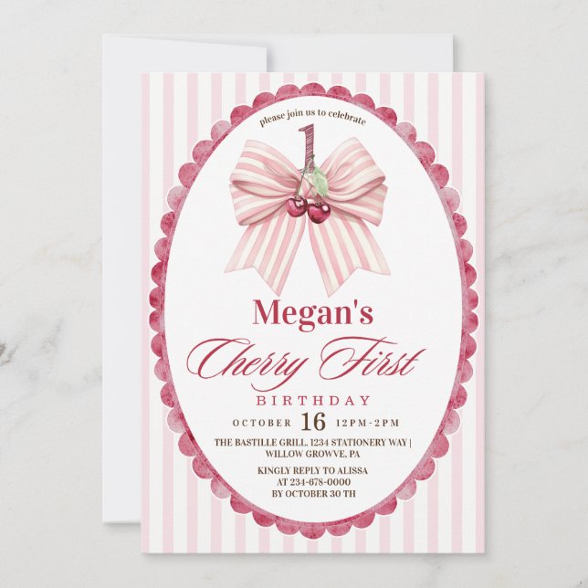 Invitation Premier anniversaire de Cherry  (Devant)