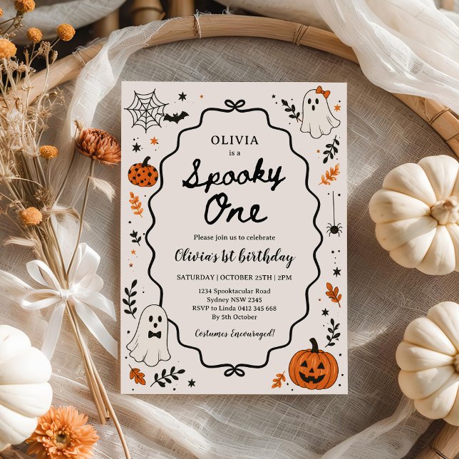 Invitation Premier anniversaire de fantôme d'Halloween Spooky (Créateur téléchargé)