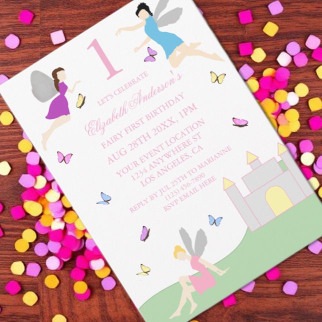 Invitation Premier anniversaire de fée (Créateur téléchargé)