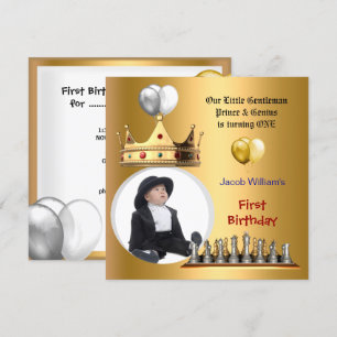 Invitation Premier anniversaire de garçon 1er gentleman princ