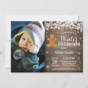 Invitation Premier Anniversaire de Garçon Onederland Hiver