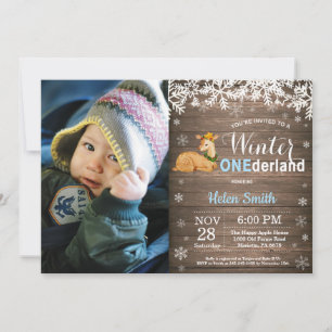 Invitation Premier Anniversaire de Garçon Onederland Hiver