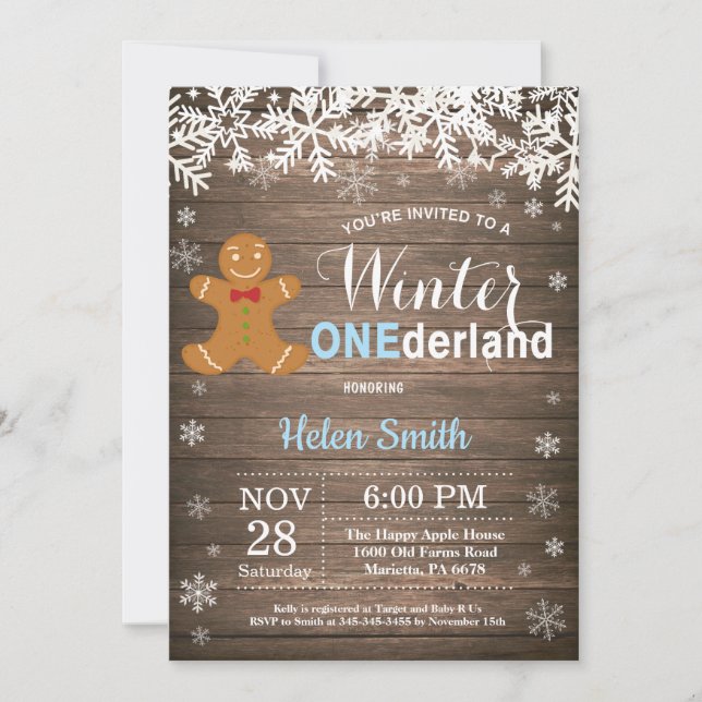 Invitation Premier anniversaire de garçon rustique Winter One (Devant)
