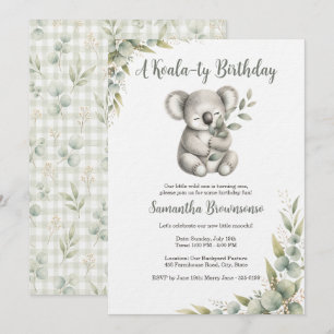 Invitation Premier anniversaire de koala mignon