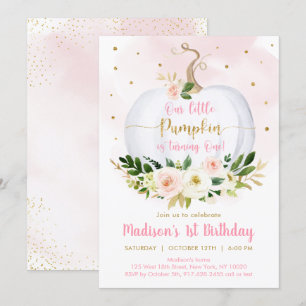 Invitation Premier anniversaire de la Citrouille d'automne Pi