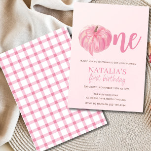 Invitation Premier anniversaire de la Citrouille rose Bow