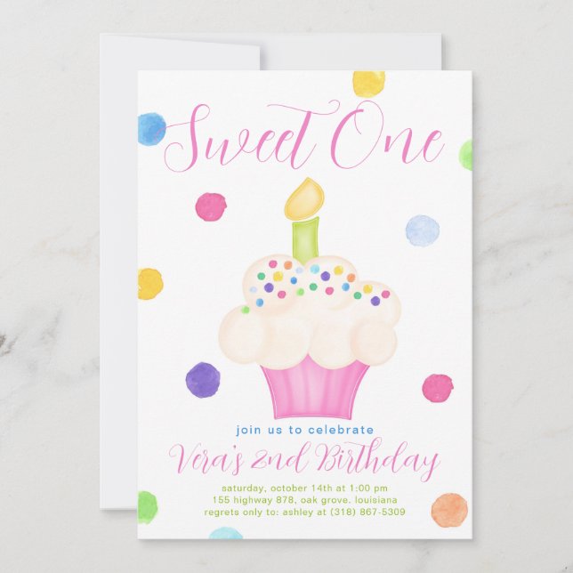 Invitation Premier Anniversaire de la Douce Fille (Devant)