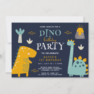 Invitation Premier anniversaire de la fête de Cute Dino