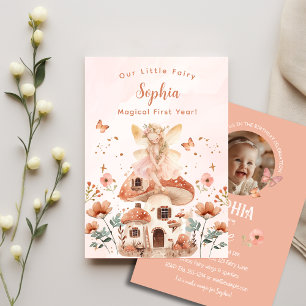 Invitation Premier anniversaire de la fille aux champignons d
