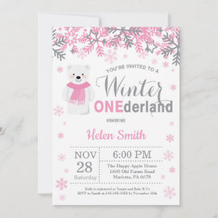 Invitation Premier anniversaire de la fille ours polaire de W
