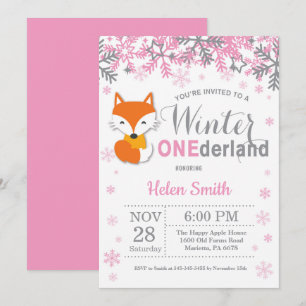 Invitation Premier anniversaire de la fille renard Onederland