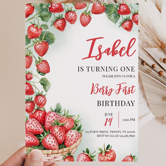Invitation Premier anniversaire de la fraise de Berry (Créateur téléchargé)