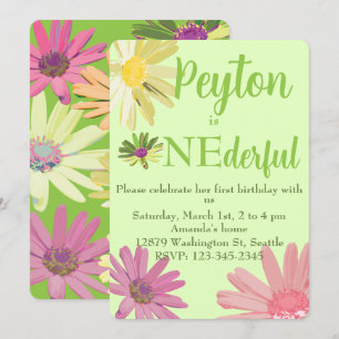 Invitation Premier anniversaire de la marguerite aux couleurs