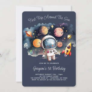 Invitation Premier anniversaire de la planète et de la fusée