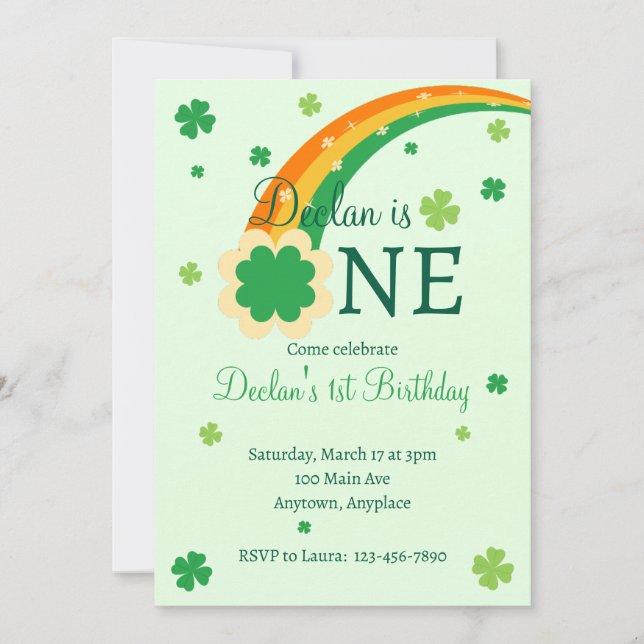 Invitation Premier anniversaire de la Saint-Patrick irlandais (Devant)