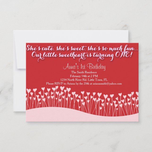 Invitation Premier anniversaire de la Saint Valentin (Devant)