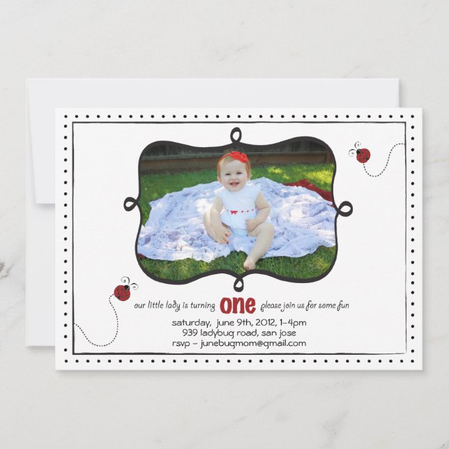 Invitation Premier anniversaire de Lady Bug (Devant)