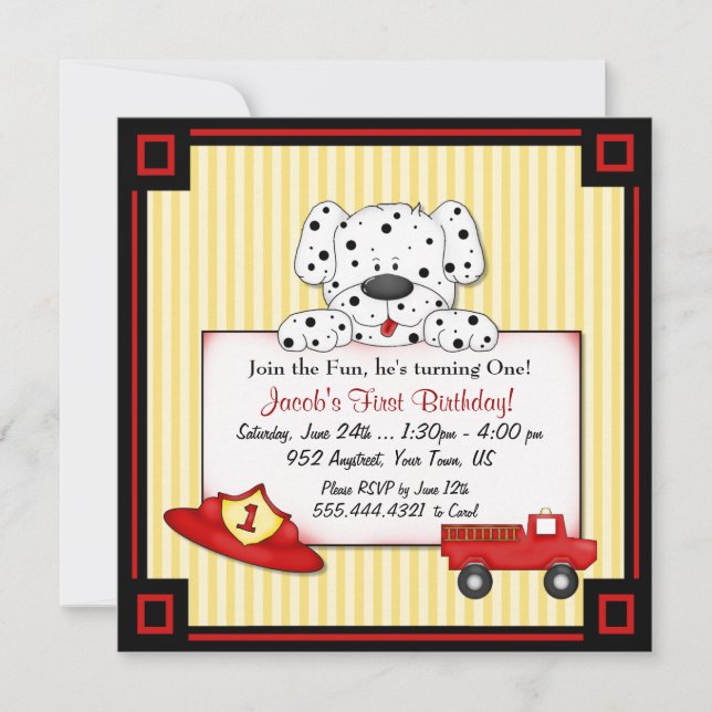 Invitation Premier anniversaire de Little Fireman (Devant)