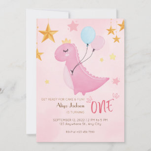 Invitation Premier anniversaire de Little Pink Dino