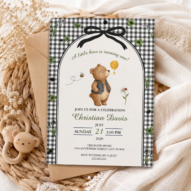 Invitation Premier anniversaire de l'ours noir (Créateur téléchargé)
