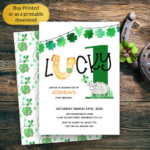 Invitation Premier anniversaire de Lucky One Trèfle et Mouton