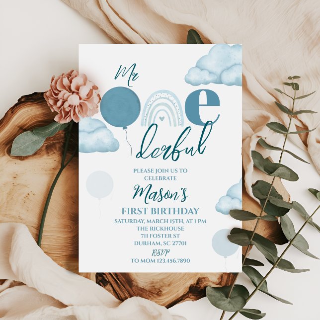 Invitation Premier anniversaire de M. ONEderful bleu (Créateur téléchargé)