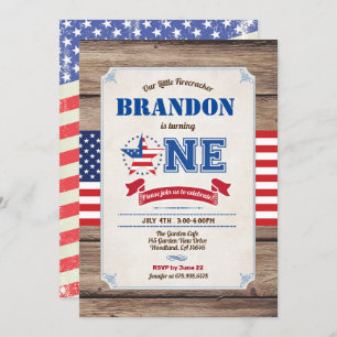 Invitation premier anniversaire de naissance 4 juillet