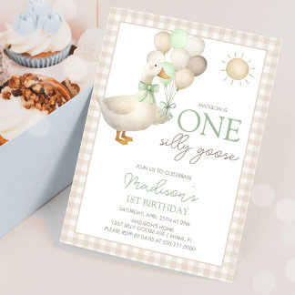 Invitation Premier anniversaire de ONE Silly Goose Balloons