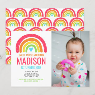 Invitation Premier anniversaire de Rainbow moderne