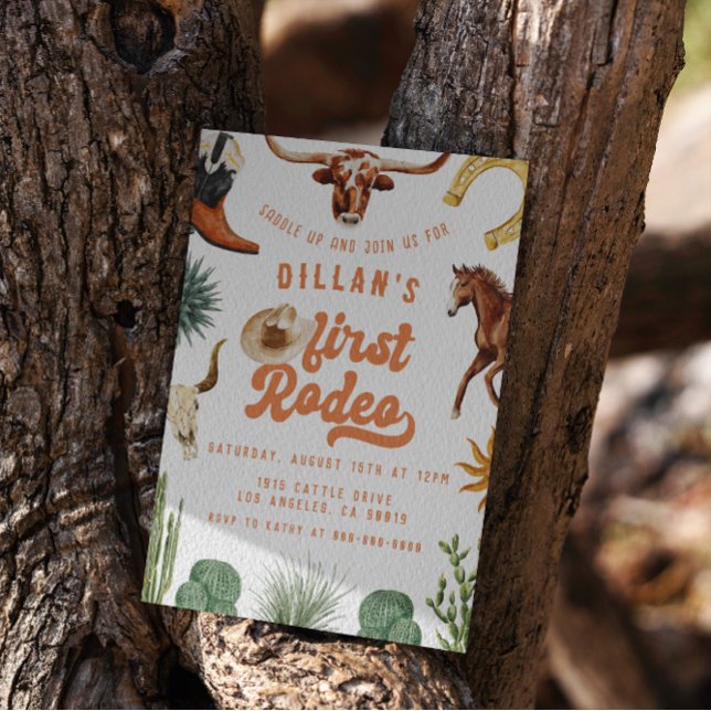 Invitation Premier anniversaire de Rodeo Cowboy (Créateur téléchargé)