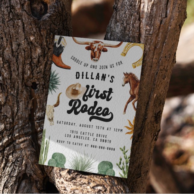 Invitation Premier anniversaire de Rodeo Cowboy (Créateur téléchargé)