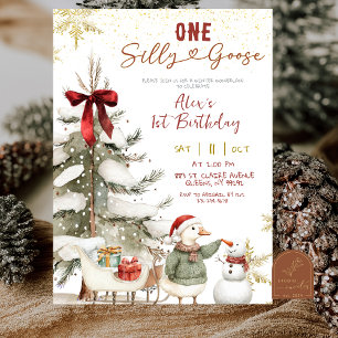 Invitation Premier anniversaire de Snow Winter One Silly Goos