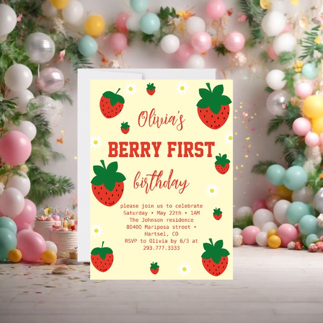 Invitation Premier anniversaire de Strawberry Berry (Créateur téléchargé)