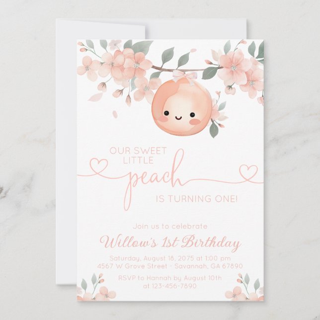 Invitation Premier anniversaire de Sweet Peach (Devant)