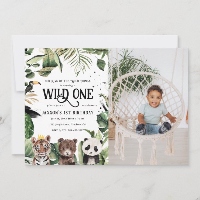 Invitation Premier Anniversaire de Wild One | Couronne de roi (Devant)