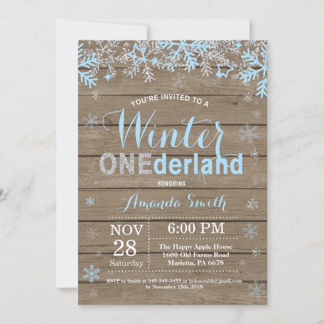 Invitation Premier anniversaire de Winter Onederland Blue Sil (Devant)
